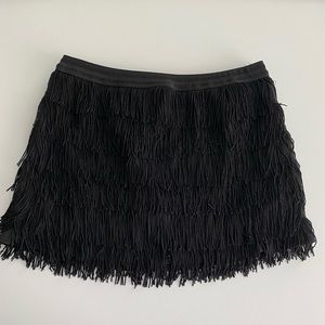 Zara Fringe Black Shorts Skirt Whimsigoth Size S